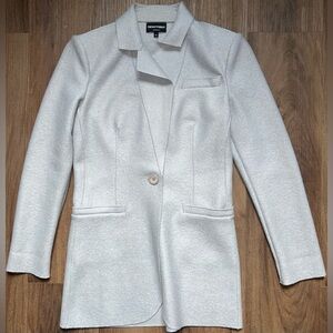 Emporio Armani Gray Knit Blazer Sz 40 Minimalist Italy Wool Jacket